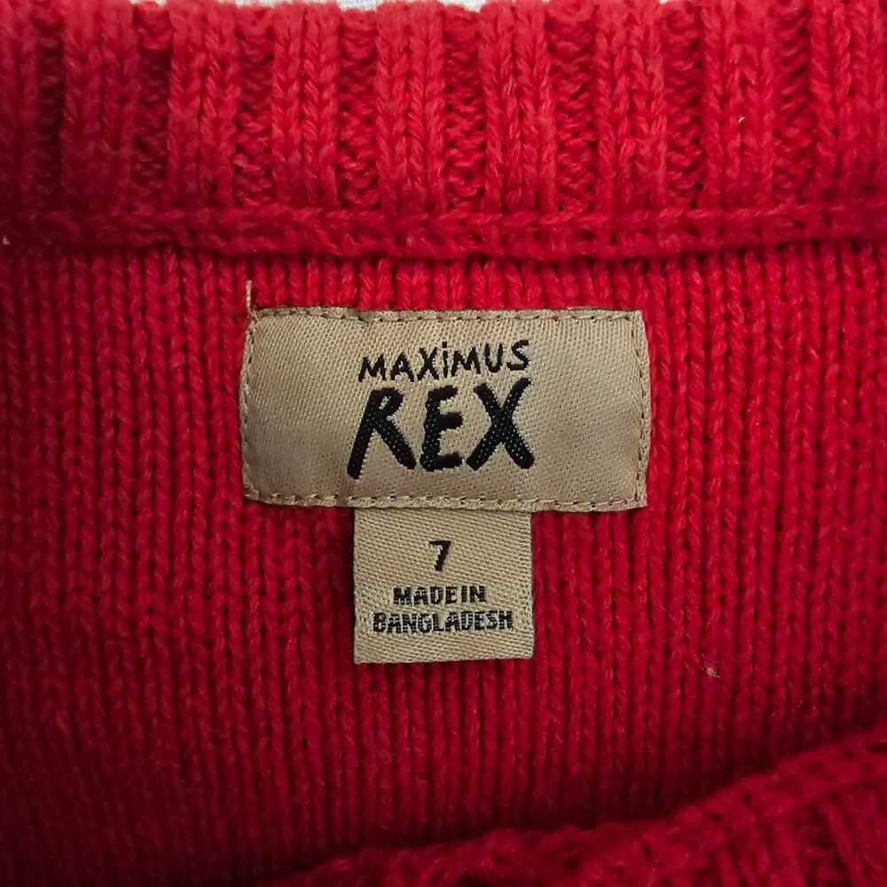 Maximus Rex Kids Red Cable Knit Crew‎ Neck Pullover Sweater Size 7 - Picture 4 of 9